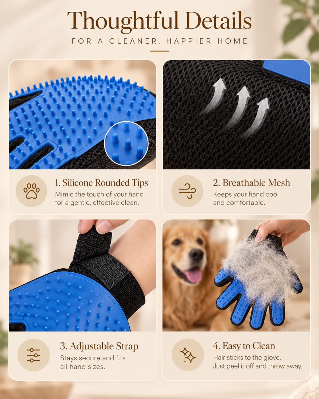 Deshedding Spa Gloves